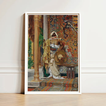 Palace Guard - Antonio Fabrés Orientalism Art Print / Canvas White-framed Man Ornate Gold-embroidered Robes Headscarf Fabrés’s, Sumptuous
