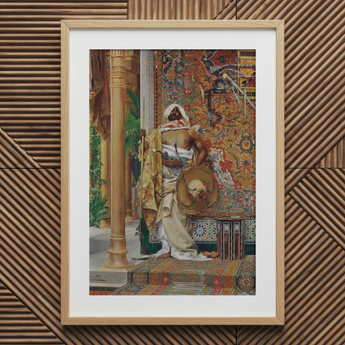 Palace Guard - Antonio Fabrés Orientalism Art Print / Canvas Framed Art Print Light Wood Frame White Ornate Antonio Fabrés’s Palace Guard,