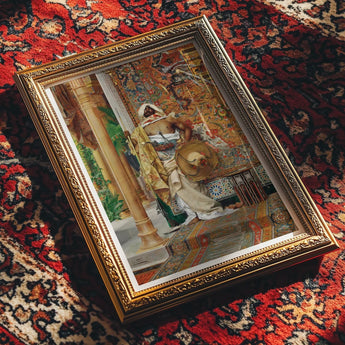 Palace Guard - Antonio Fabrés Orientalism Art Print / Canvas Ornate Gold-framed Classical Artwork Patterned Rug Antonio Fabrés’s Palace