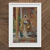 Palace Guard - Antonio Fabrés Orientalism Art Print / Canvas White-framed Man Ornate Gold-embroidered Robes Headscarf Fabrés’s, Sumptuous