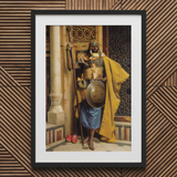 Palace Guard - Tirage d’art orientaliste de Ludwig Deutsch sur toile / 20x30’’ / 51x76cm / Cadre noir / Passe-partout, Affiches, tirages et art visuel,