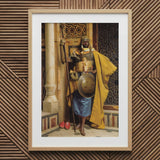 Palace Guard - Ludwig Deutsch Orientalism Art Print / Canvas Framed Artwork Medieval Warrior Ornate Golden Armor Yellow, Deutsch’s Prints