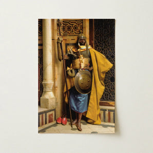 Palace Guard - Ludwig Deutsch Orientalism Art Print / Canvas Framed Historical Figure Ornate Golden Armor Yellow, Deutsch’s Prints