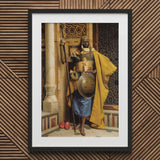 Palace Guard - Ludwig Deutsch Orientalism Art Print / Canvas Framed Medieval Warrior Ornate Golden Armor Yellow, Deutsch’s Prints