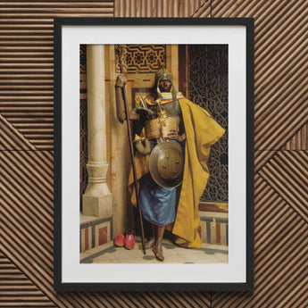 Palace Guard - Ludwig Deutsch Orientalism Art Print / Canvas Framed Medieval Warrior Ornate Golden Armor Yellow, Deutsch’s Prints