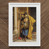 Palace Guard - Ludwig Deutsch Orientalism Art Print / Canvas White-framed Historical Figure Ornate Armor Yellow Cloak, Deutsch’s Prints
