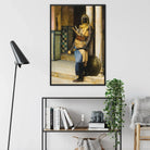 Palace Guard Ludwig Deutsch Orientalist Framed Canvas, Framed Classical Painting Musician Yellow Robes Wind Instrument