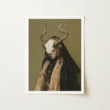 Pandora - Dark Priestess Art Print / Canvas Framed Figure Adorned Ornate Bone-like Skull, Mask Locked, Specter Torn Prints