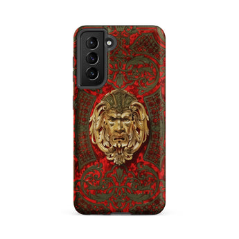 Panel in Buhl - Matthew Digby Wyatt Phone Case Samsung Galaxy S21 Fe / Matte Red Gold Ornate Detailed Lion’s Head, Victorian Opulence,
