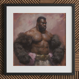 Papa Bear - Gay Muscle Daddy Art Print / Canvas, 12x12’’ / 31x31cm / Black Frame / Matboard, Posters Prints & Visual Artwork, Toby Leon