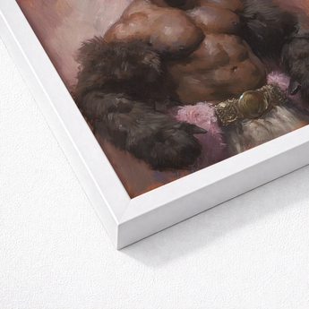Framed Painting Muscular Figure Dark Fur Ornate Golden Muscle Daddy Art, Gaybear, Afroamerican