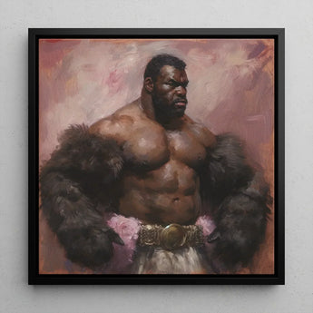 Papa Bear - Gay Muscle Daddy Art Print / Canvas Prints Black-framed Canvas Painting Muscular Black Man Dark Fur Muscle Daddy Art, Gaybear