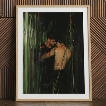 Paradise - Gay Indian Lovers Tryst Art Print / Canvas, 24x32’’ / 61x81cm / Natural Frame / Matboard, Posters Prints & Visual Artwork, Toby