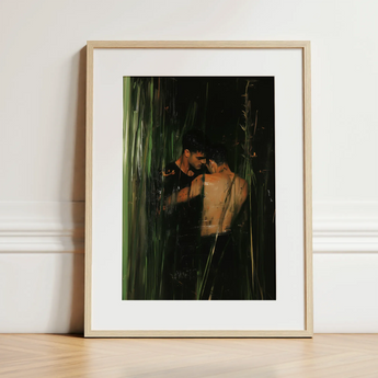 Paradise - Gay Indian Lovers Tryst Art Print / Canvas, 12x16’’ / 31x41cm / Natural Frame / Matboard, Posters Prints & Visual Artwork, Toby