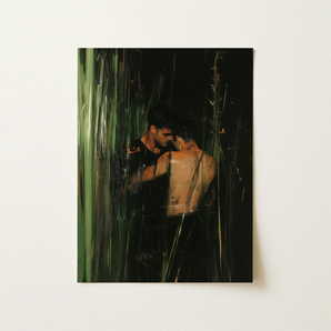Paradise - Gay Indian Lovers Tryst Art Print / Canvas, 12x16’’ / 31x41cm / Unframed / no Border, Posters Prints & Visual Artwork, Toby Leon