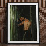 Paradise - Gay Indian Lovers Tryst Art Print / Canvas Black Framed Artwork Two Shirtless Men Forest Scene Gay Indian Lovers, Lovers Tryst,