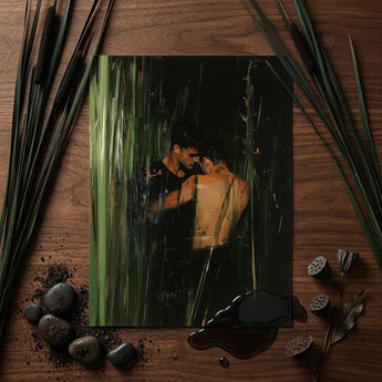 Paradise - Gay Indian Lovers Tryst Art Print / Canvas Dark Rectangular Art Print Two Men Amidst Tall Gay Indian Lovers, Lovers Tryst,