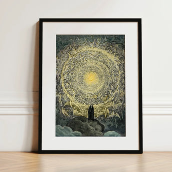 Paradiso Canto 31 - Gustave Dore Art Print / Canvas Black-framed Detailed Illustration Two Figures Vortex, Concentric Radiance Prints