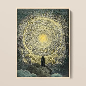 Paradiso Canto 31 - Gustave Dore Art Print / Canvas Framed Artwork Celestial Scene Angels Light Rendered Dark, Concentric Radiance Prints