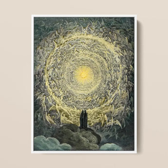Paradiso Canto 31 - Gustave Dore Art Print / Canvas Framed Artwork Celestial Scene Golden Light Angelic Figures, Concentric Radiance Prints
