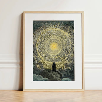 Paradiso Canto 31 - Gustave Dore Art Print / Canvas Framed Dramatic Vortex Golden Light Dark, Concentric Radiance Prints
