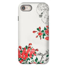 Parrot and Pyrus - Numata Kashu Iphone Case, 8 / Matte, Phone Case White Bird Red Floral Design