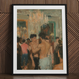 Party Animals - Luxus-Vintage-Circuit-Gays-Kunstdruck / Leinwand, 24x32’’ / 61x81cm / Schwarzer Rahmen / Passepartout, Poster-Drucke & visuelle Kunstwerke,