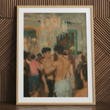 Party Animals - Luxus-Vintage-Circuit-Gays-Kunstdruck / Leinwand, 24x32’’ / 61x81cm / Naturrahmen / Passepartout, Poster-Drucke & visuelle Kunst