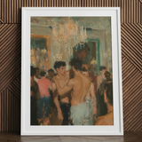 Party Animals - Luxus-Vintage-Circuit-Gays-Kunstdruck / Leinwand, 24x32’’ / 61x81cm / Weißer Rahmen / Passepartout, Poster-Drucke & visuelle Kunstwerke,