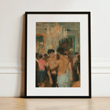 Party Animals - Luxe Vintage Circuit Gays Art Print / Canvas Black-framed Vibrant Impressionistic Painting Two Shirtless Bare-chested