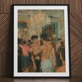 Party Animals - Luxe Vintage Circuit Gays Art Print / Canvas Black-framed Vibrant Impressionistic Painting Two Shirtless Bare-chested