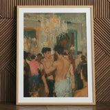 Party Animals - Luxe Vintage Circuit Gays Art Print / Canvas Framed Painting Light Wood Frame White Mat Impressionistic Bare-chested
