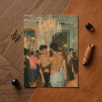 Party Animals - Luxe Vintage Circuit Gays Art Print / Canvas Rectangular Two Shirtless Men Opulent Room Bare-chested Silhouettes Dissolve,