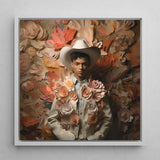 Pascal - Black Gay Femboy Cowboy Art Print / Canvas Framed Portrait Man White Hat Light-colored Jacket Femme, Dandy Afroamerican Outlaw’s,