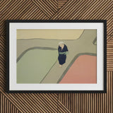 Path Through the Fields - Kamisaka Sekka Art Print / Canvas Black-framed Stylized Illustration Figure Dark Blue Sekka’s, Visual Haiku Prints