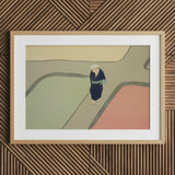Path Through the Fields - Kamisaka Sekka Art Print / Canvas Minimalist Wooden-framed Stylized Figure Dark Blue Sekka’s, Visual Haiku Prints