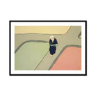 Path Through the Fields - Kamisaka Sekka Art Print, Figure Dark Robe Stands Curved Path