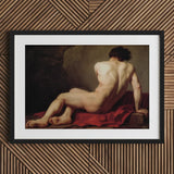 Patroclus - Jacques-louis David Greek Myth Art Print / Canvas Black Framed Nude Male Figure Painting Red Cloth, Ridge Engraved Prints