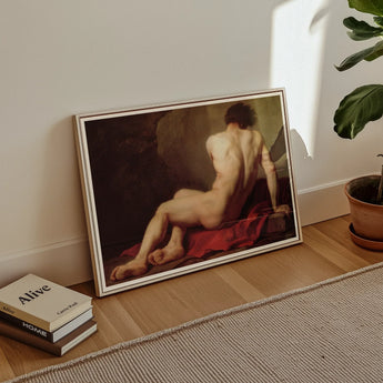 Patroclus - Jacques-louis David Greek Myth Art Print / Canvas Framed Reproduction Classical Nude Painting Soft Beige Tones, Ridge Engraved