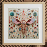 Peachy Queen - Alien Insect Taxonomy Art Print / Canvas, 12x12’’ / 31x31cm / Natural Frame / Matboard, Posters Prints & Visual Artwork,