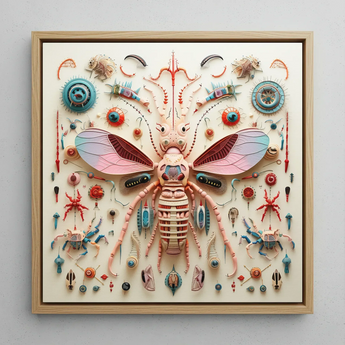 Peachy Queen - Alien Insect Taxonomy Art Print / Canvas, 12x12’’ / 31x31cm / Natural Frame, Posters Prints & Visual Artwork, Toby Leon