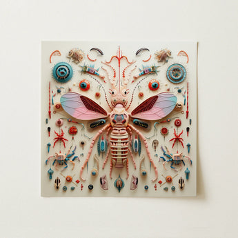 Peachy Queen - Alien Insect Taxonomy Art Print / Canvas, 12x12’’ / 31x31cm / Unframed / no Border, Posters Prints & Visual Artwork, Toby