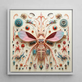 Peachy Queen - Alien Insect Taxonomy Art Print / Canvas Vibrant Intricately Crafted Mixed-media Artwork Central Pink Blue Redefines