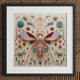 Peachy Queen - Alien Insect Taxonomy Art Print / Canvas Vibrant Intricately Designed Sculpture Pink Wings Segmented Redefines