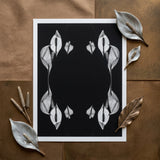 Pearly Whites - Koh Chang Peace Lilies Art Print / Canvas Black White Botanical Print Symmetrical Arrangements Peace Lily Koh Chang