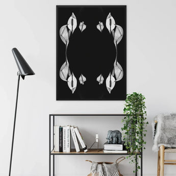 Pearly Whites - Koh Chang Peace Lilies Art Print / Canvas Black-and-white Framed Artwork Symmetrical Arrangements Calla Lilies Koh Chang