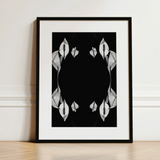 Pearly Whites - Koh Chang Peace Lilies Art Print / Canvas Black-and-white Framed Art Symmetrical White Peace Lily Blooms Koh Chang