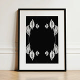 Pearly Whites - Koh Chang Peace Lilies Art Print / Canvas Black-and-white Framed Symmetrical White Lily Blooms Rorschach, Metamorphose,