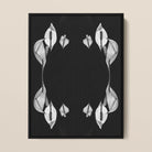 Pearly Whites - Koh Chang Peace Lily Framed Canvas, Black White Photograph Symmetrically Arranged Calla Lily Flowers