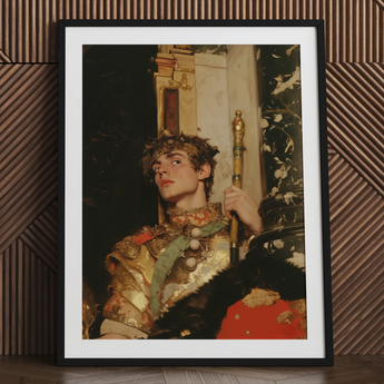 Peeking - Royaler schwuler Renaissance-Kunstdruck / Leinwand, 24x32’’ / 61x81cm / Schwarzer Rahmen / Passepartout, Poster Drucke & visuelle Kunstwerke, Toby Leon